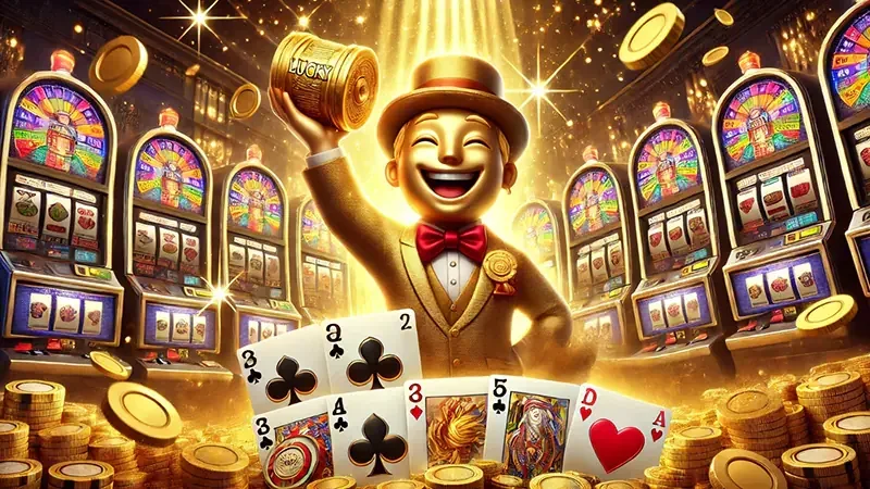 Layar slot digital dengan susunan reel dan efek cahaya