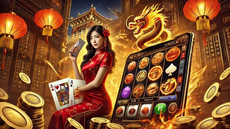 Tampilan reel slot dengan simbol permainan yang cerah